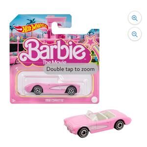 Hot Wheels Barbie Car, Die-Cast Pink Corvette in 1:64 Scale from Barbie The Movi